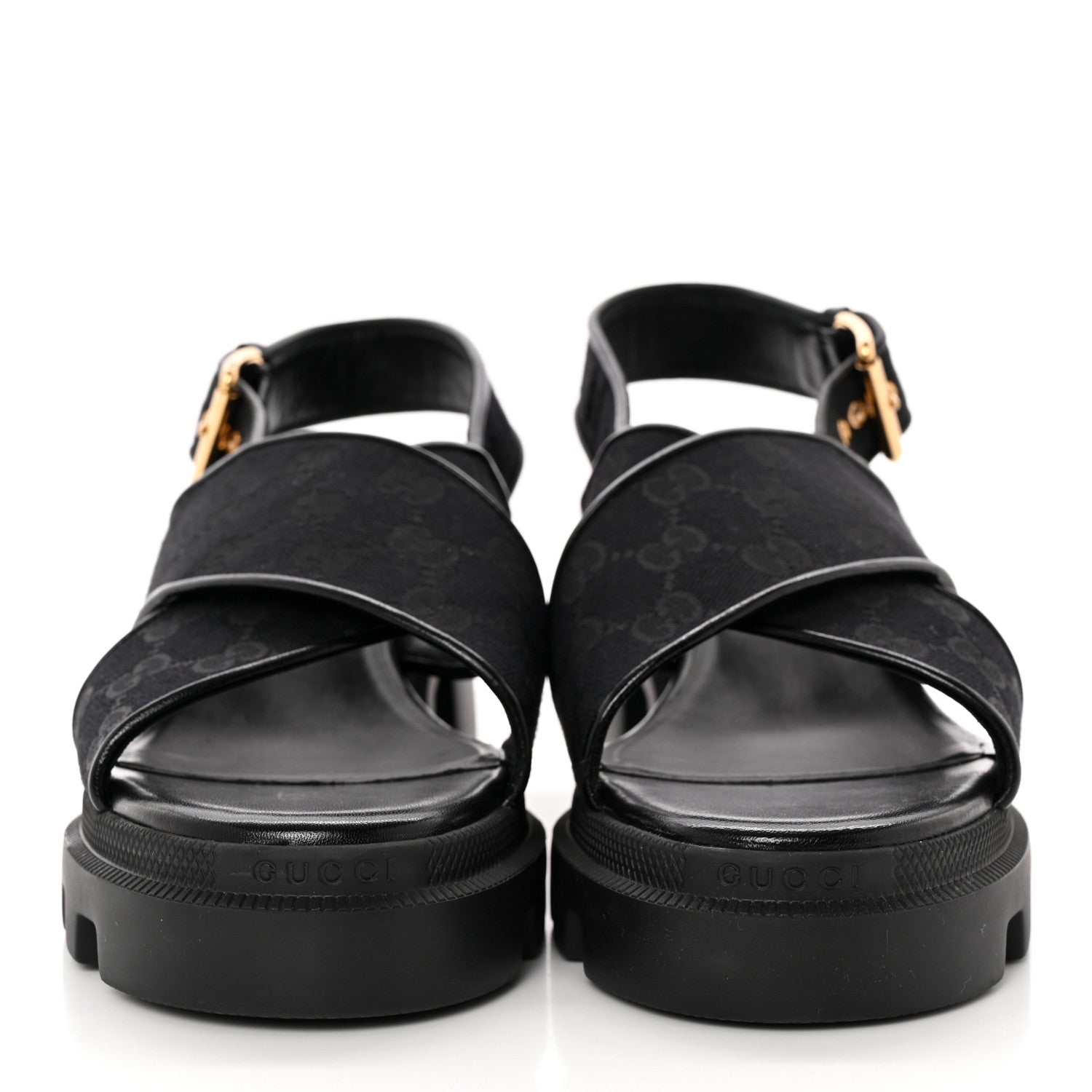 Gucci Monogram Granada Kid Trip 40/72mm Lug Sole Sandals 40.5 Black 2 of 9