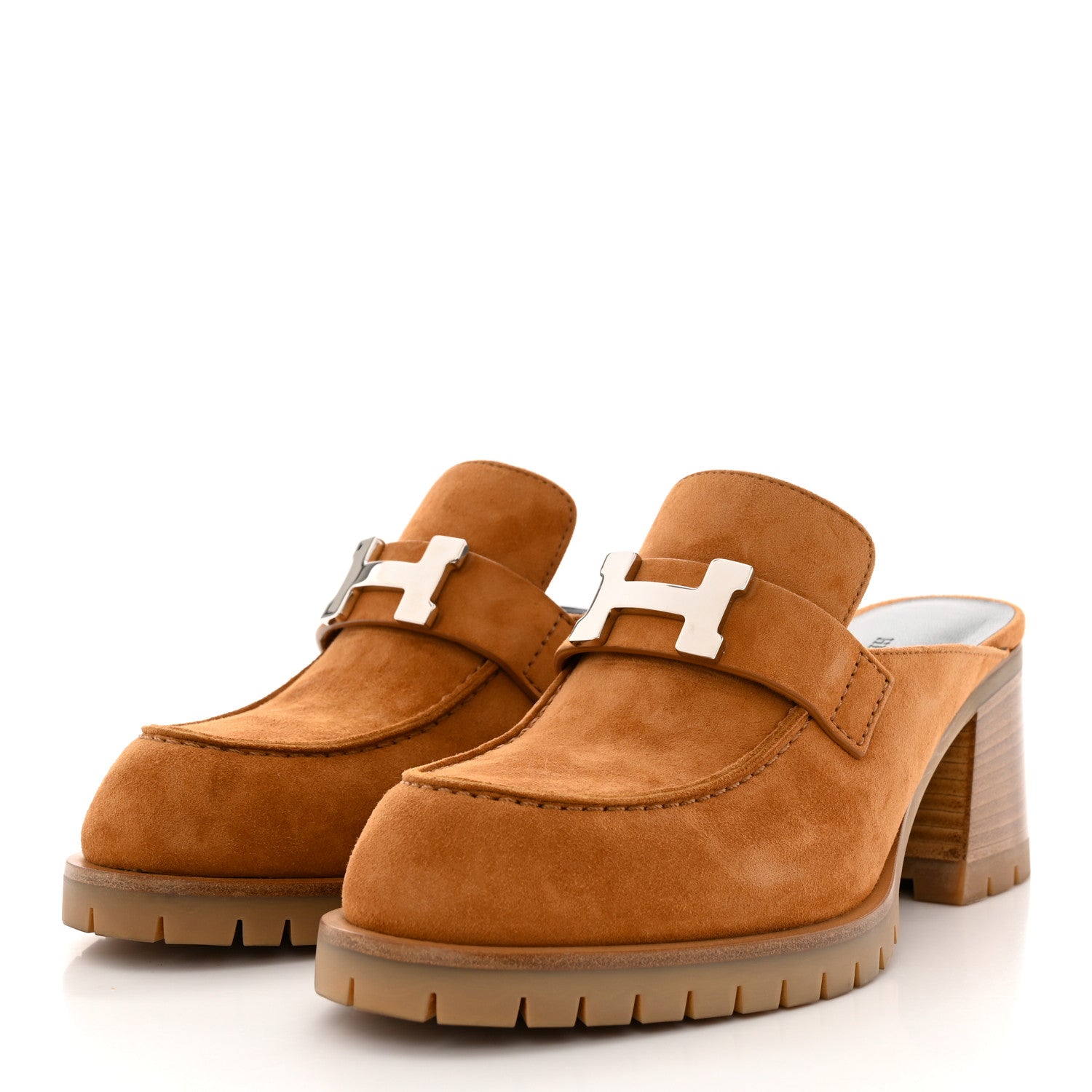 Hermes Suede Goatskin Flore 60 Mules 35 Brun Amourette 3 of 9