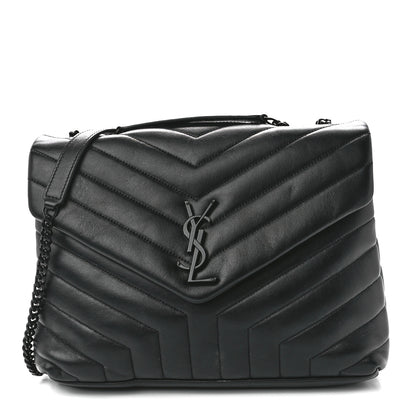 Saint Laurent Calfskin Y Quilted Monogram Monochrome Medium Loulou Chain Satchel Black 1 of 11