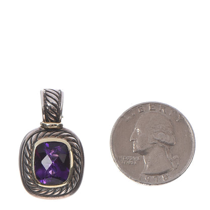David Yurman Sterling Silver 14K Yellow Gold Amethyst 12mm Albion Enhancer Pendant 8 of 9