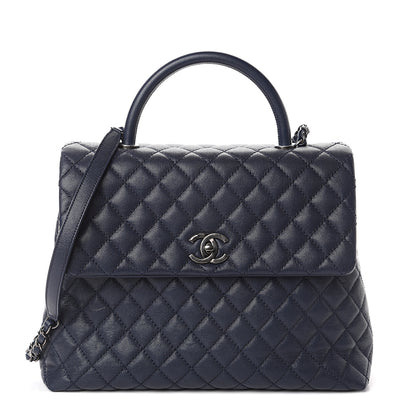 Chanel Caviar Quilted Large Coco Handle Flap Blue 1 of 9