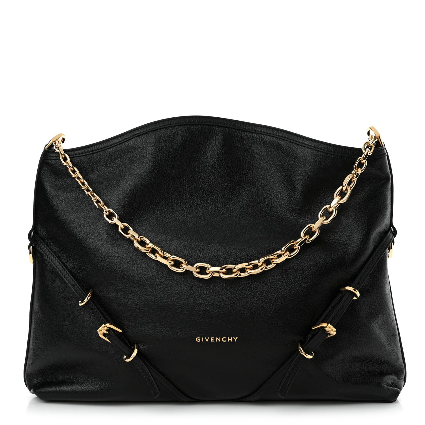 Tumbled Calfskin Medium Voyou Bag Black