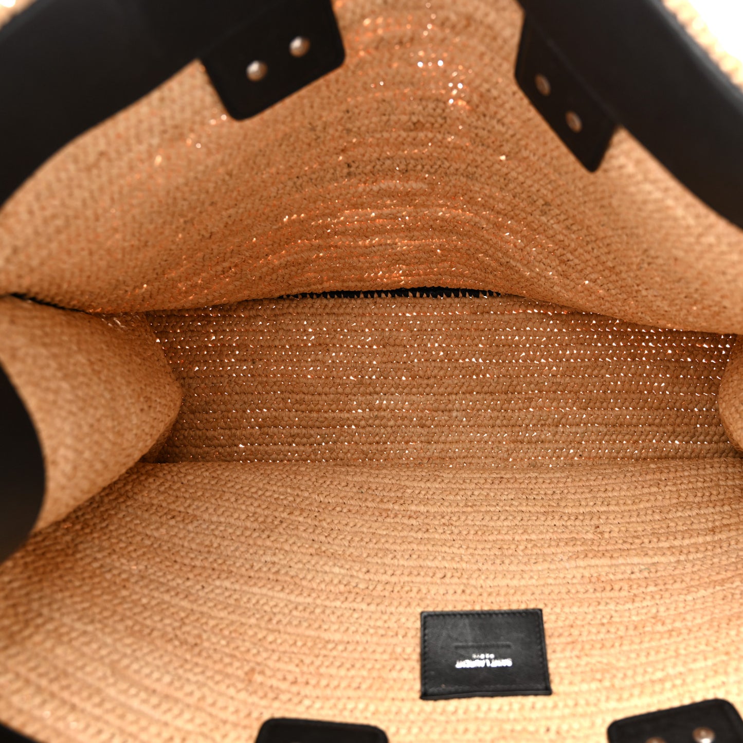 Raffia Calfskin Rive Gauche Tote Naturale Black
