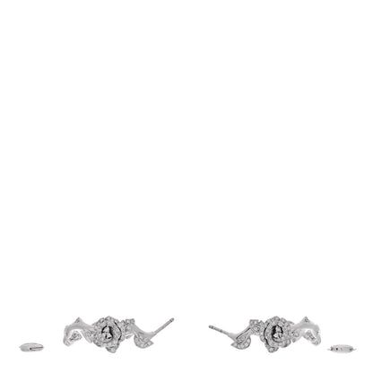 Christian Dior 18K White Gold Diamond Rose Bagatelle Hoop Earrings 3 of 5