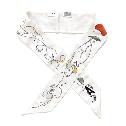 Christian Dior Silk ABCDior Mitzah "A" Scarf Off White 1 of 3