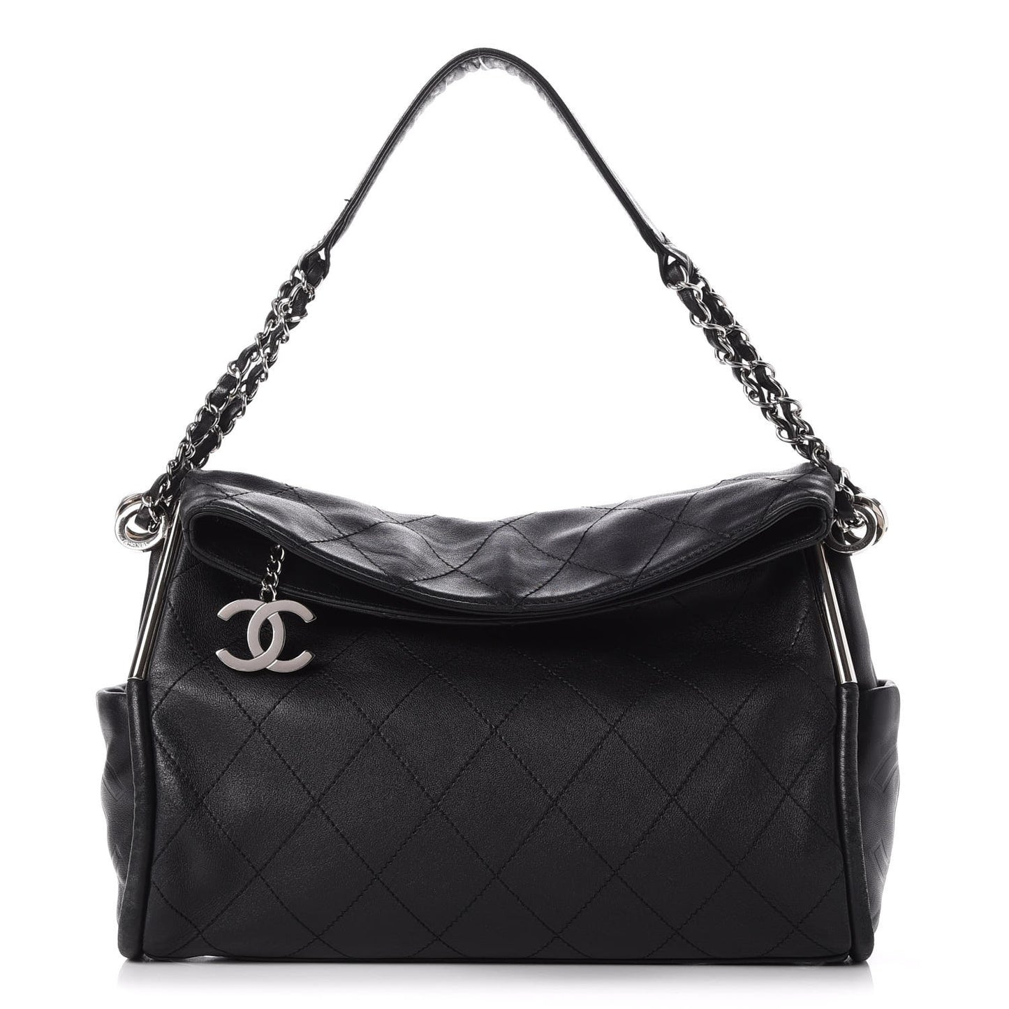 CHANELLambskinStitchedMediumUltimateSoftToteBlack