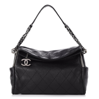 FASHIONPHILE CHANELLambskinStitchedMediumUltimateSoftToteBlack 1 of 8