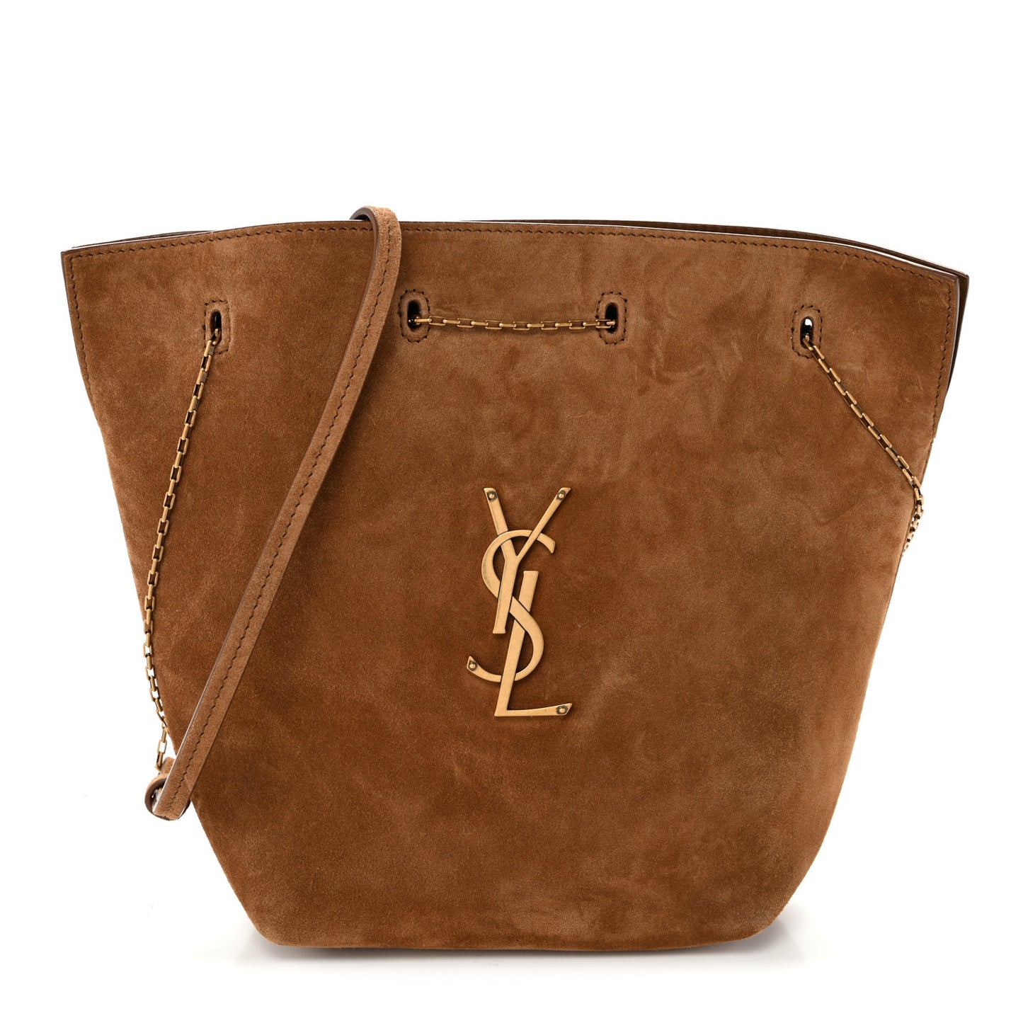 Suede Pochon Shoulder Bag Caramel Cognac