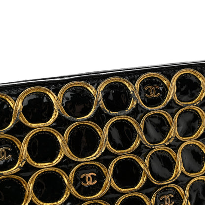 Chanel Patent Embroidered Clutch With Chain Black Gold 13 of 14