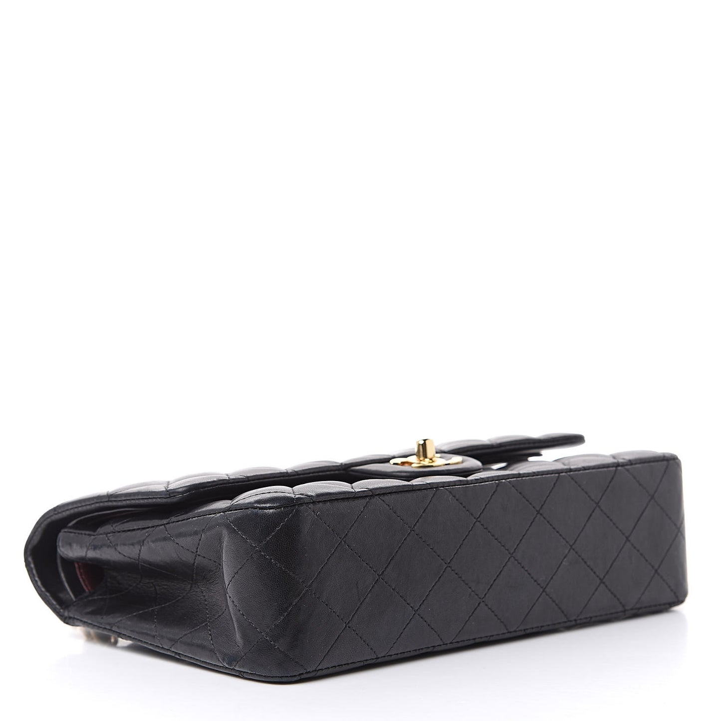 Lambskin Quilted Medium Double Flap Black