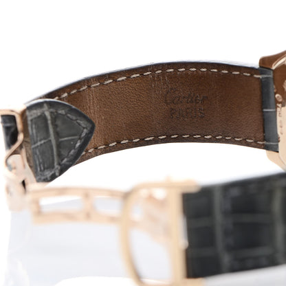 Cartier 18K Pink Gold Alligator Diamond Bezel 34mm Tortue Automatic Watch Grey 9 of 12
