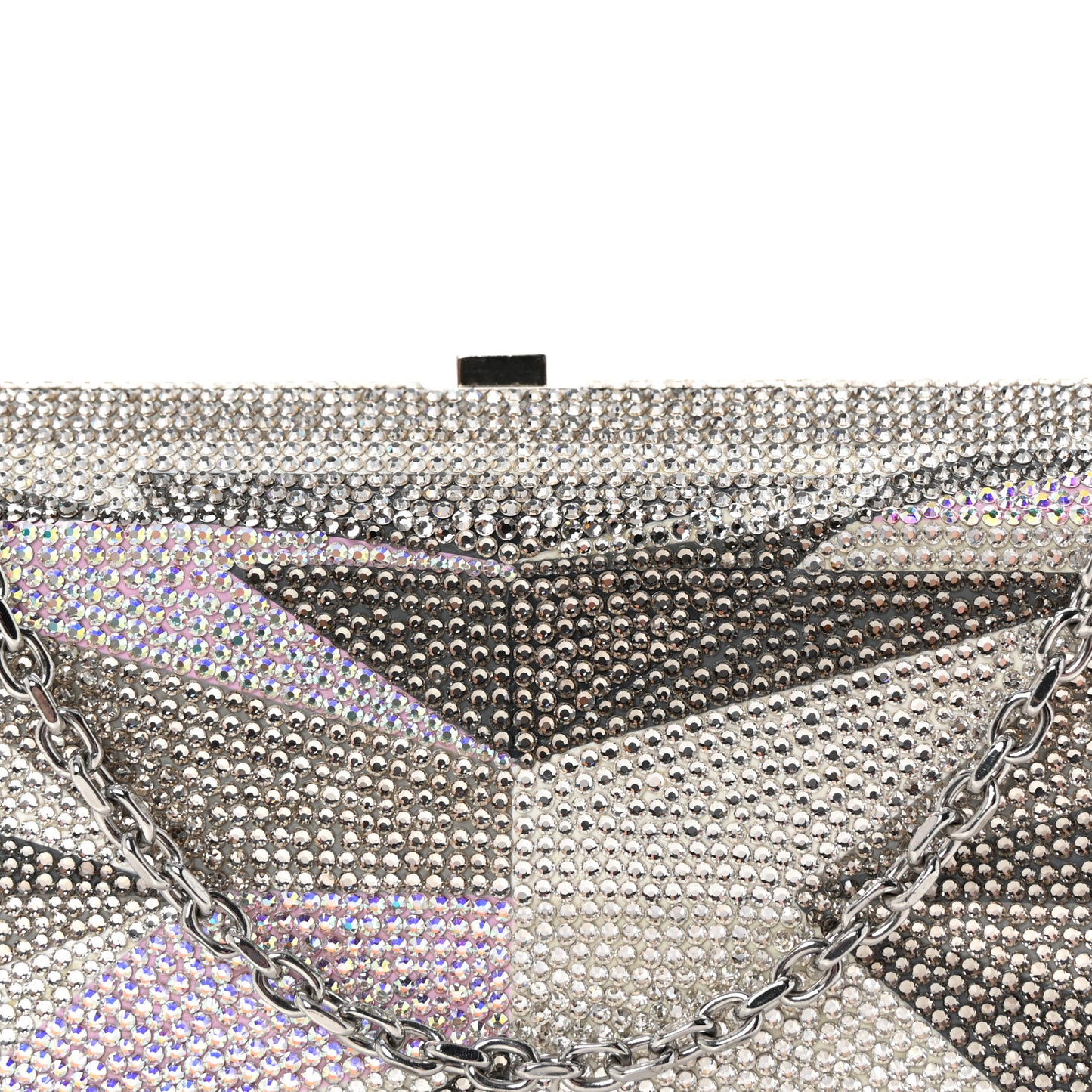 Swarovski Crystal Slim Clutch Silver Multicolor