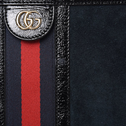Gucci Suede Patent GG Web Medium Ophidia Top Handle Chain Blue Black 8 of 12