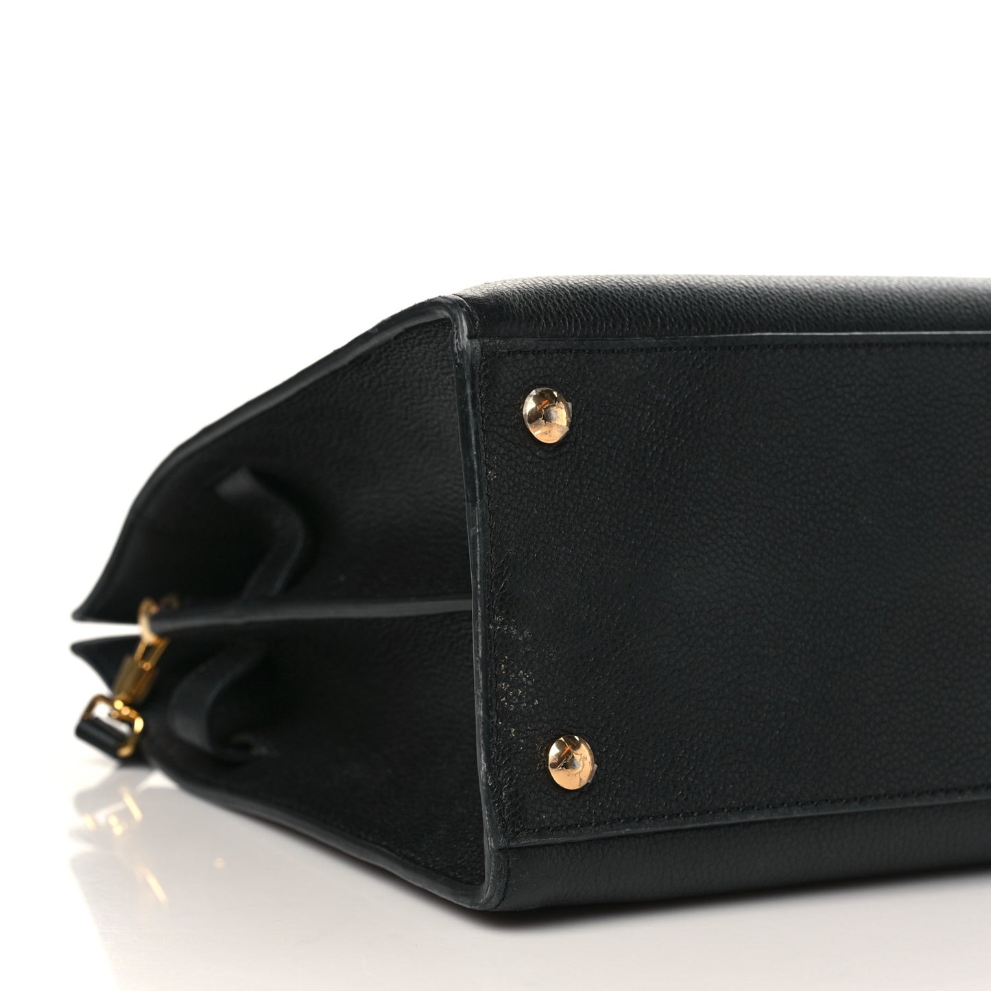 Grainy Calfskin Medium Title Bag Black