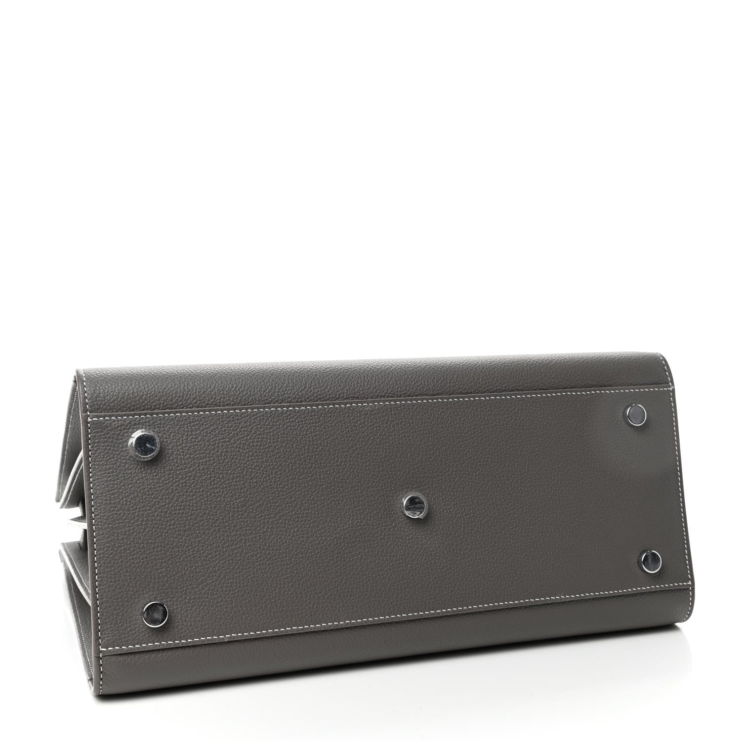 Saint Laurent Grained Calfskin Topstitch Small Sac De Jour Grey 3 of 4