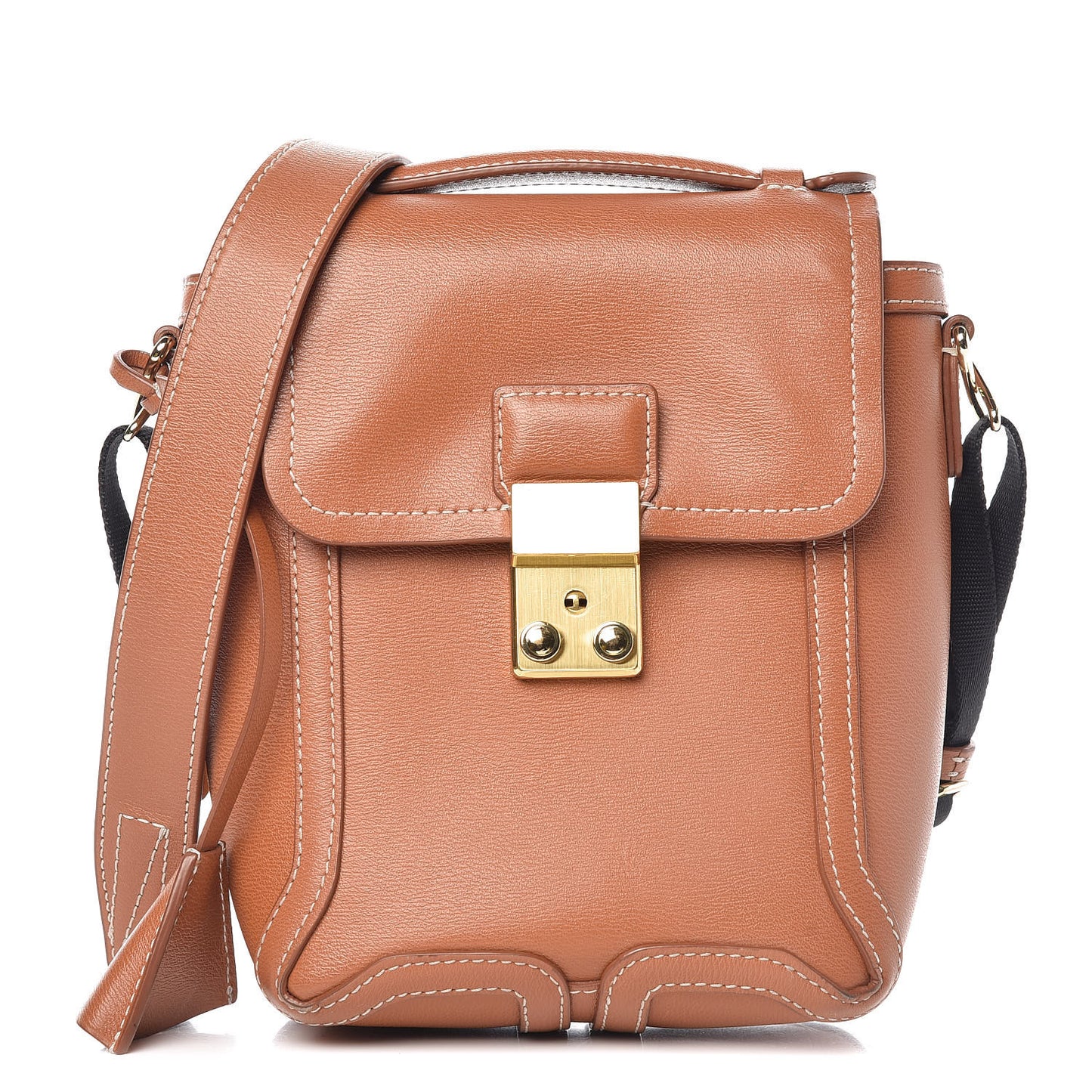 3.1 Embossed Grain Calfskin Pashli Camera Shoulder Bag Tan