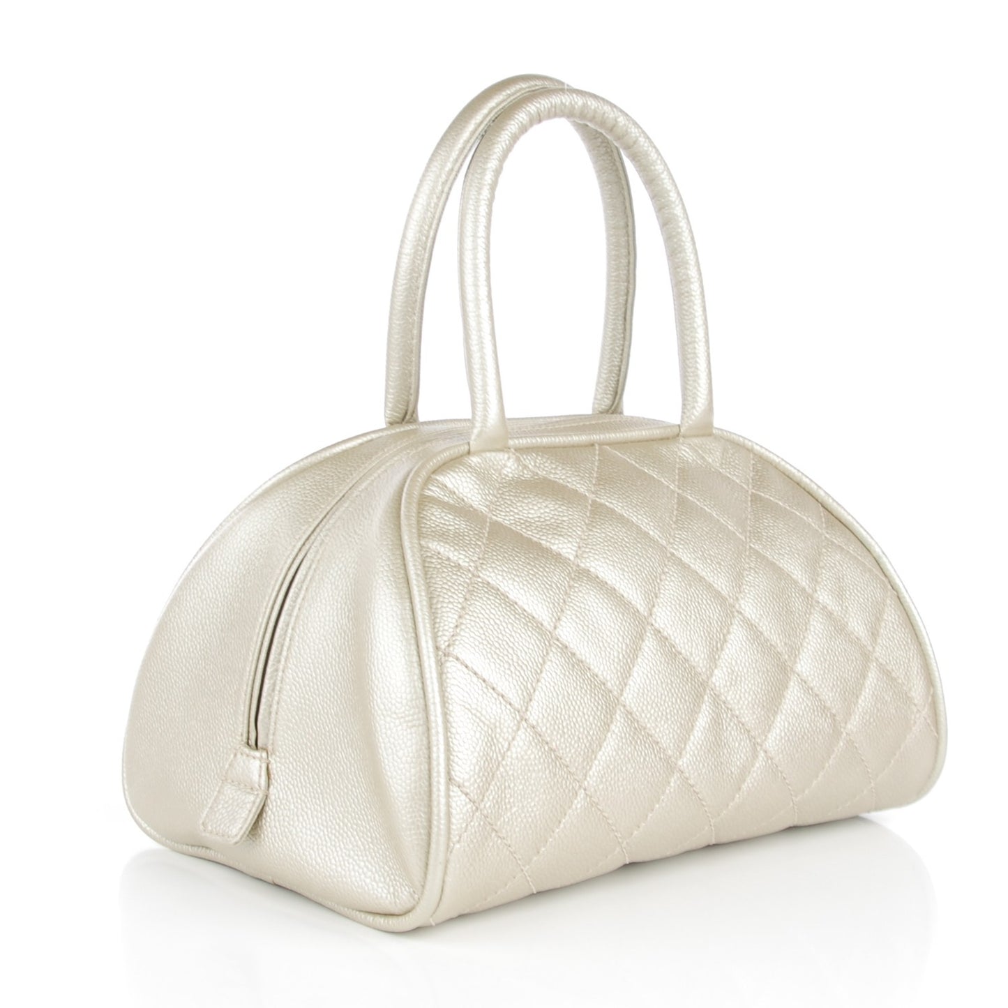 Metallic Caviar Quilted Small Bowler Pearl