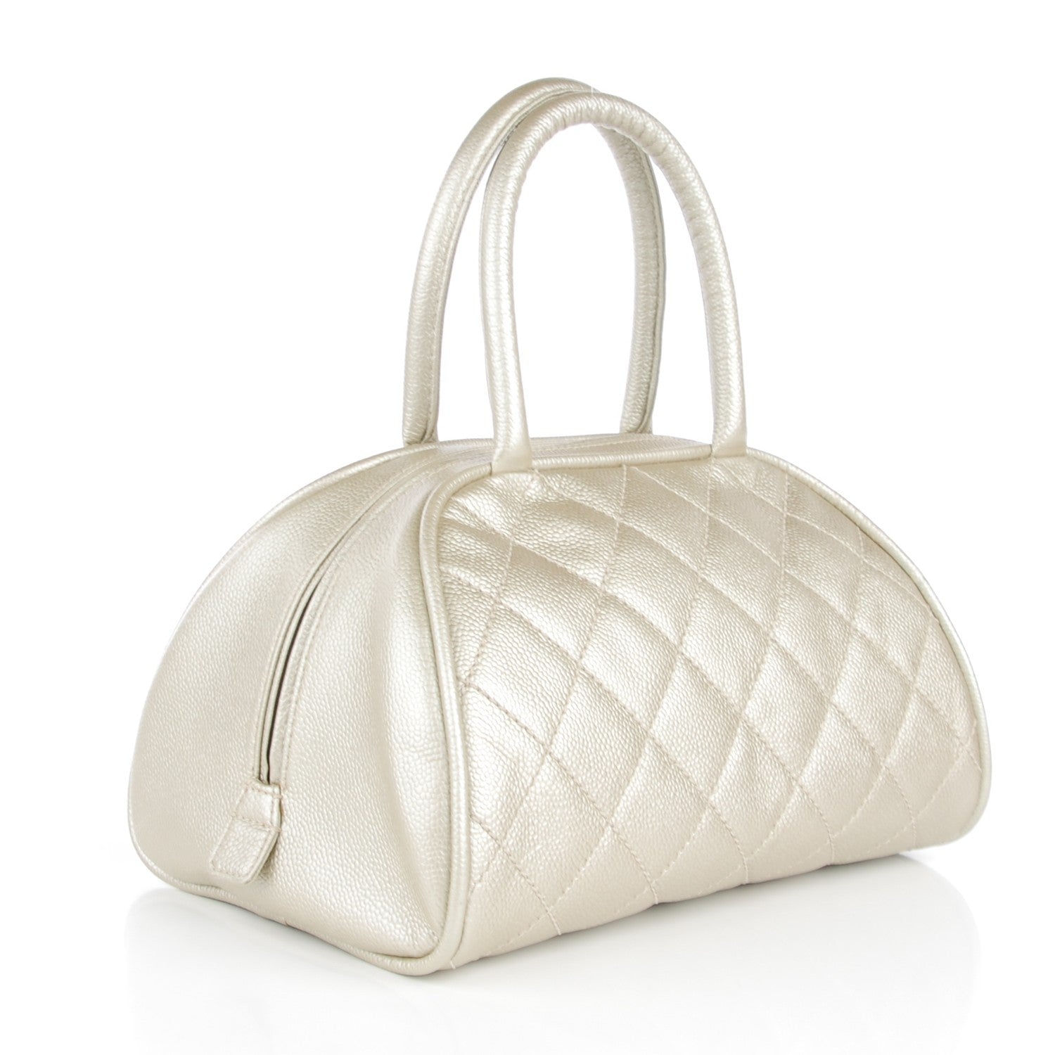 Chanel Metallic Caviar Quilted Small Bowler Pearl 3 of 7