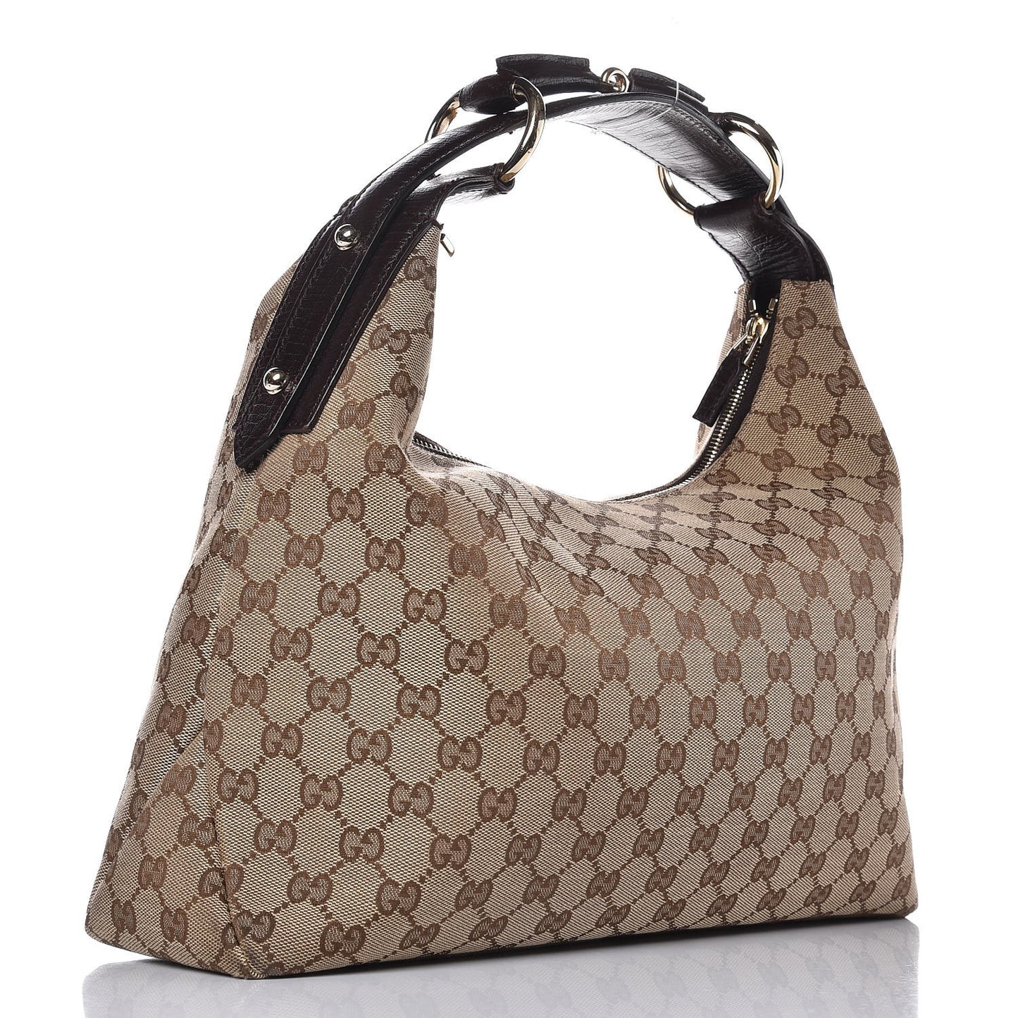 Monogram Medium Horsebit Chain Hobo Dark Brown