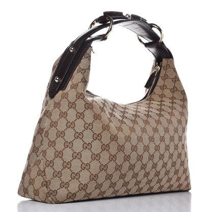 Gucci Monogram Medium Horsebit Chain Hobo Dark Brown 3 of 9