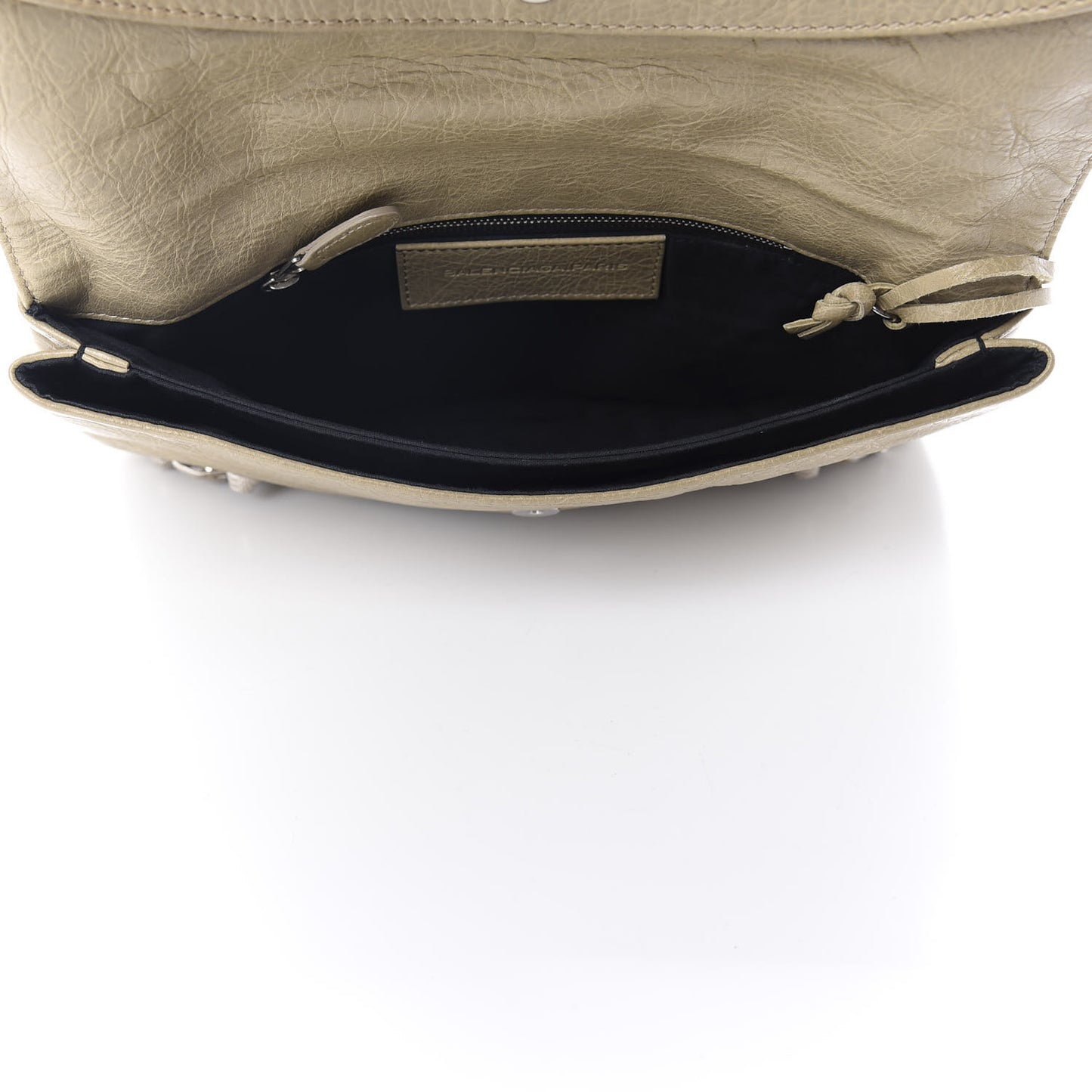 Agneau Giant 12 Silver Hardware Envelope Clutch Beige Latte