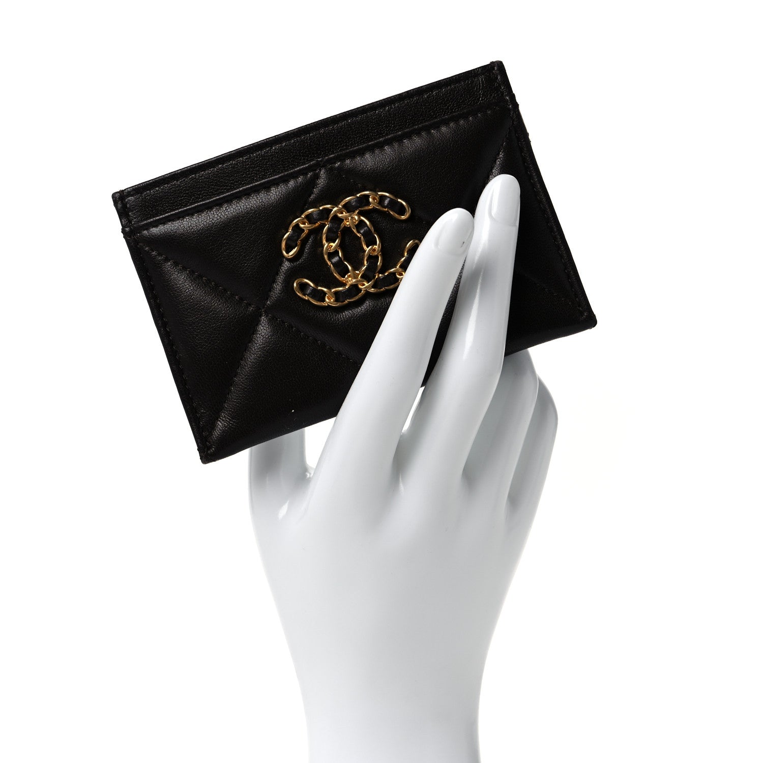 Chanel Lambskin Quilted Chanel 19 Card Holder Dark Brown 2 of 10