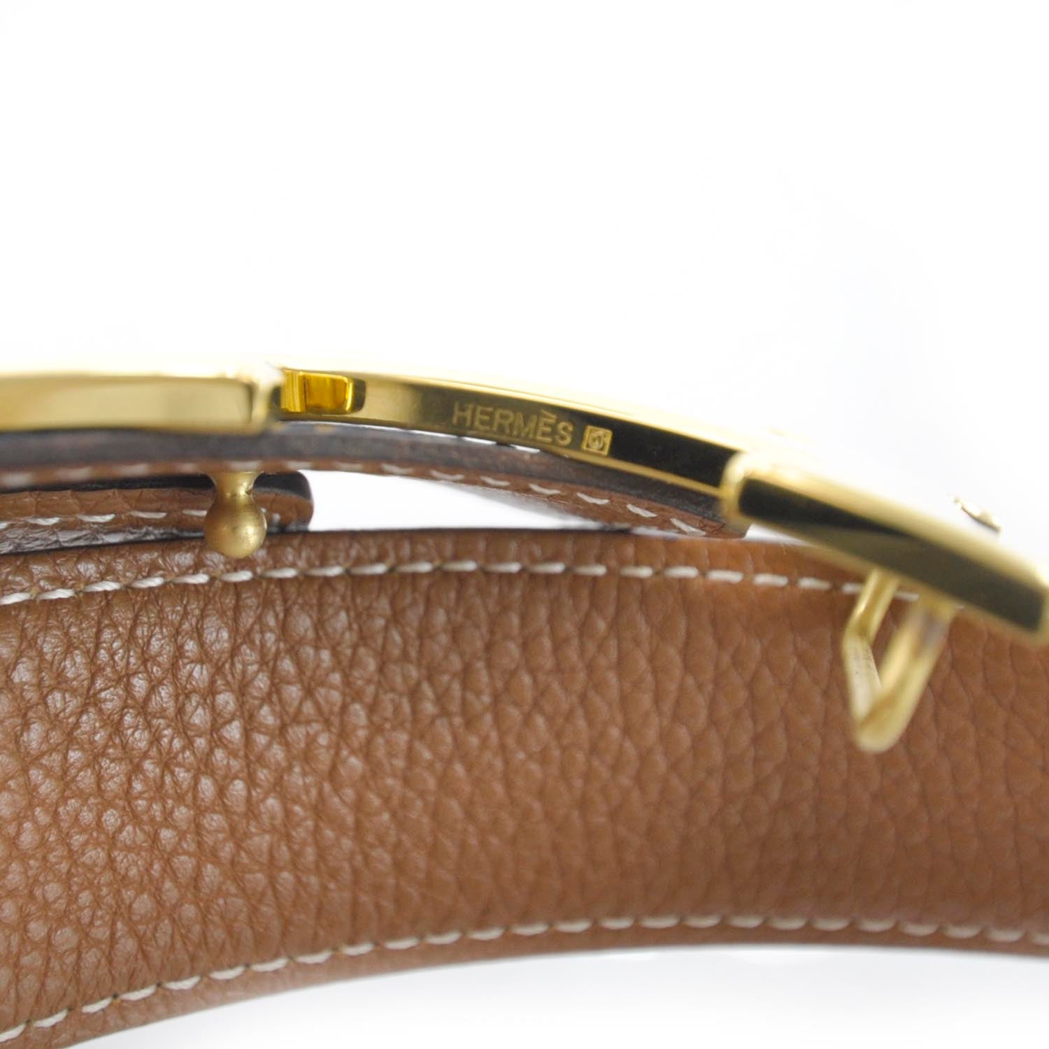 Hermes Leather Reversible H Belt 85 Black Gold 3 of 4