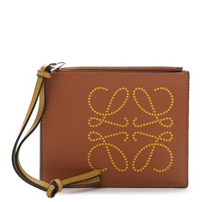 Loewe Calfskin Debossed Anagram Card Holder Tan 1 of 8
