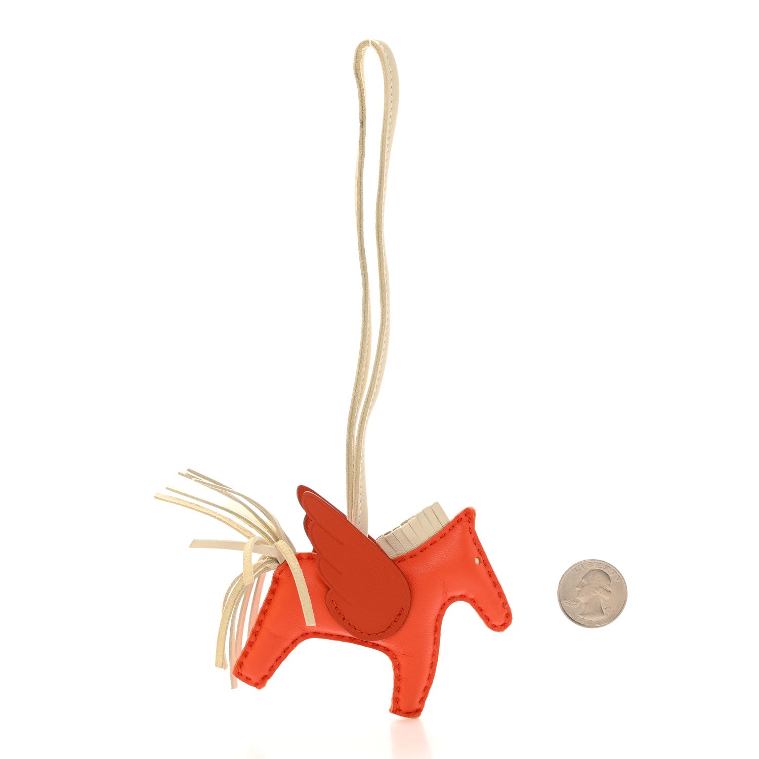 Hermes Milo Lambskin Grigri Rodeo Pegase Horse Bag Charm PM Orange Poppy Craie Terre Battue 2 of 5