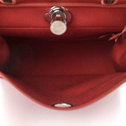 Hermes Vache Hunter Toile Herbag Zip 31 PM Rouge Grenat Rouge H 5 of 13