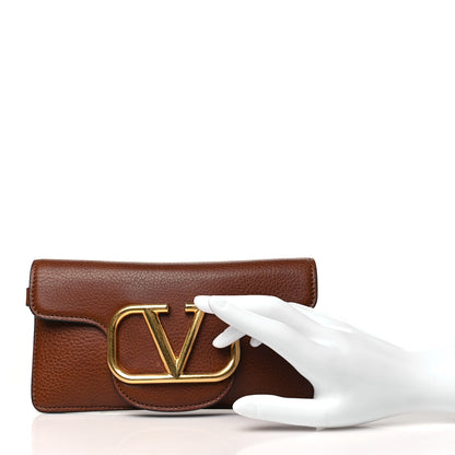 Valentino Garavani Grained Calfskin Vlogo Flap Wristlet Pouch Tan 2 of 9