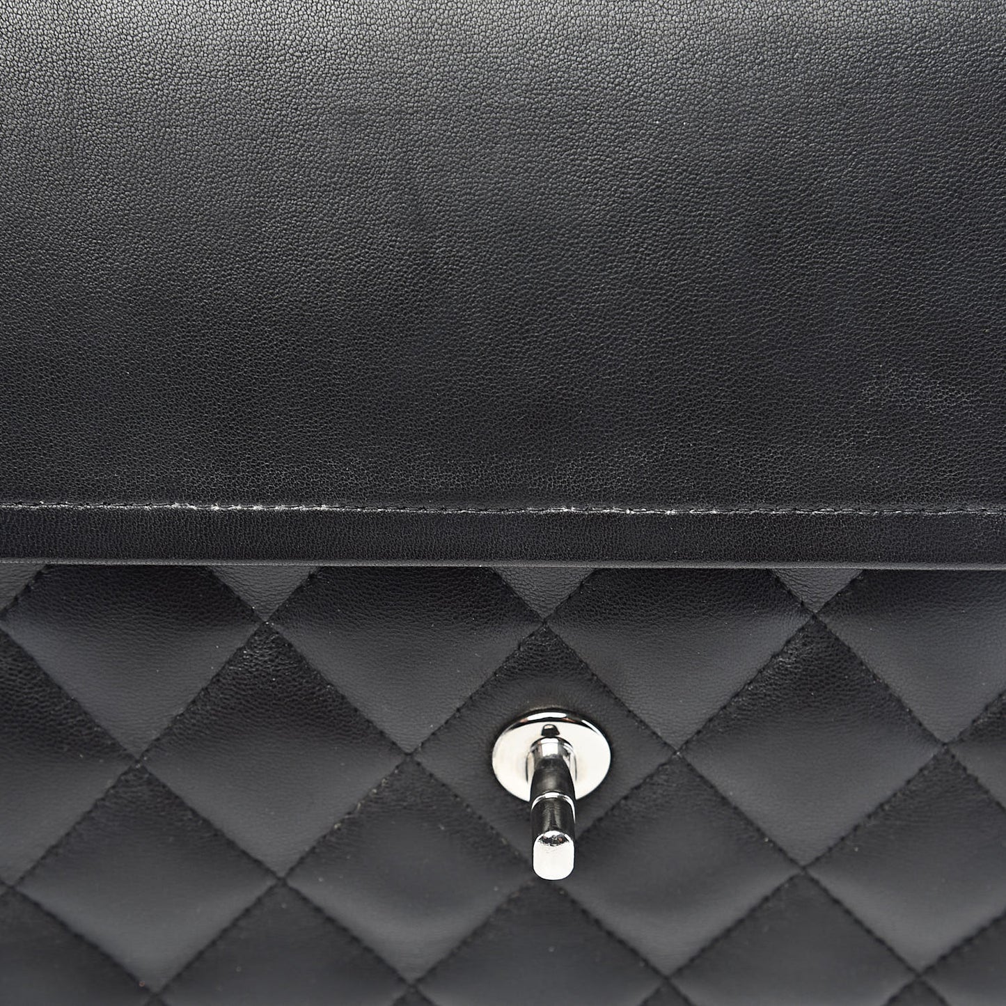 Lambskin Quilted Jumbo Double Flap Black