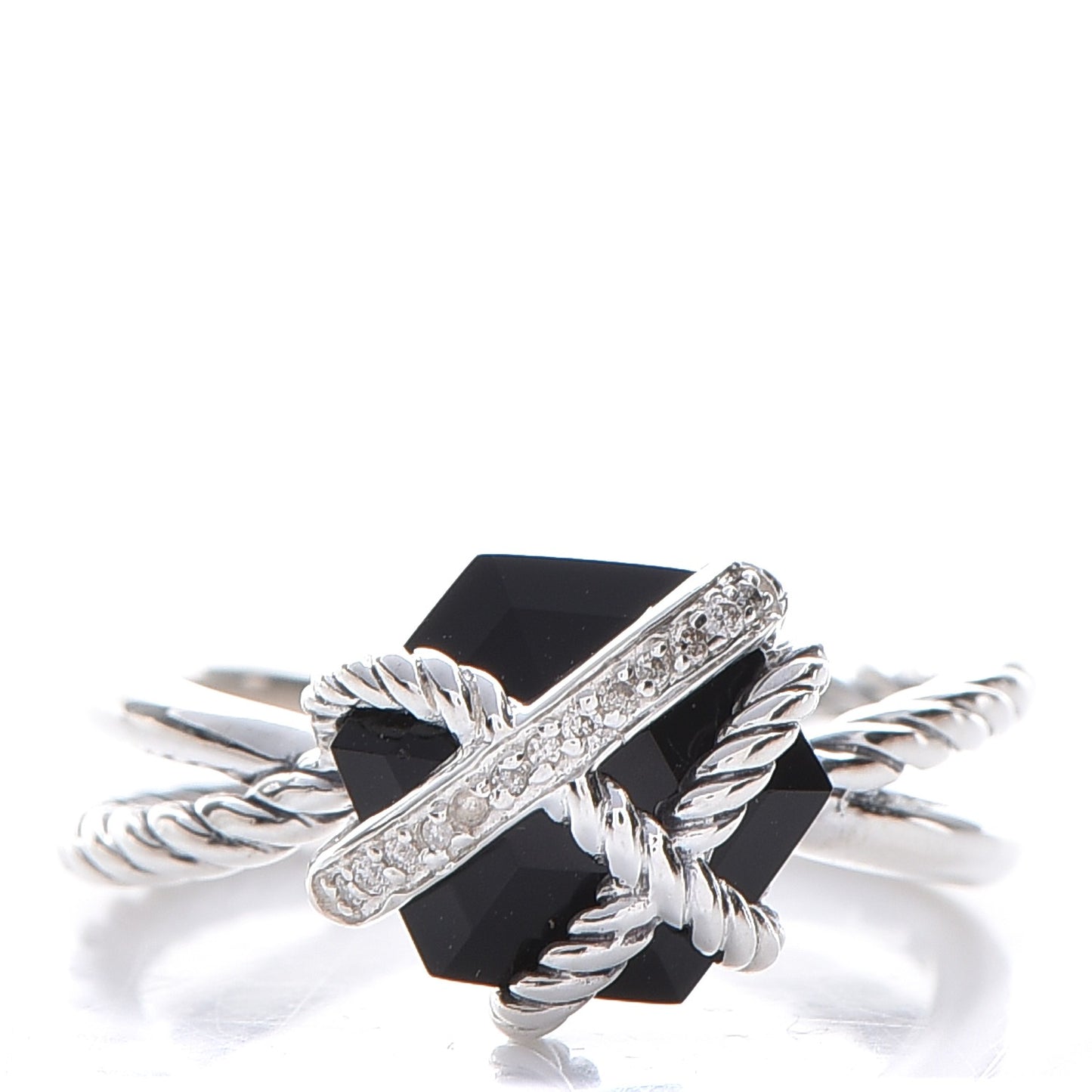 Sterling Silver Diamond Black Onyx 10mm Cable Wrap Ring 52 6