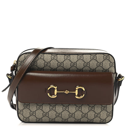 Gucci GG Supreme Monogram Small Horsebit 1955 Shoulder Bag Beige Brown Sugar 1 of 12