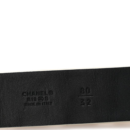 Chanel Lambskin Ruched Logo Belt 80 32 White 3 of 4