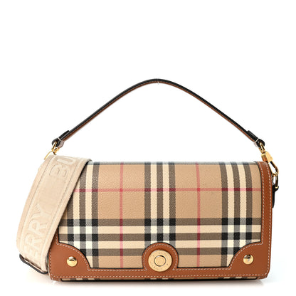 Burberry Coated Canvas Calfskin Vintage Check Small Note Crossbody Bag Briar Brown 1 of 8