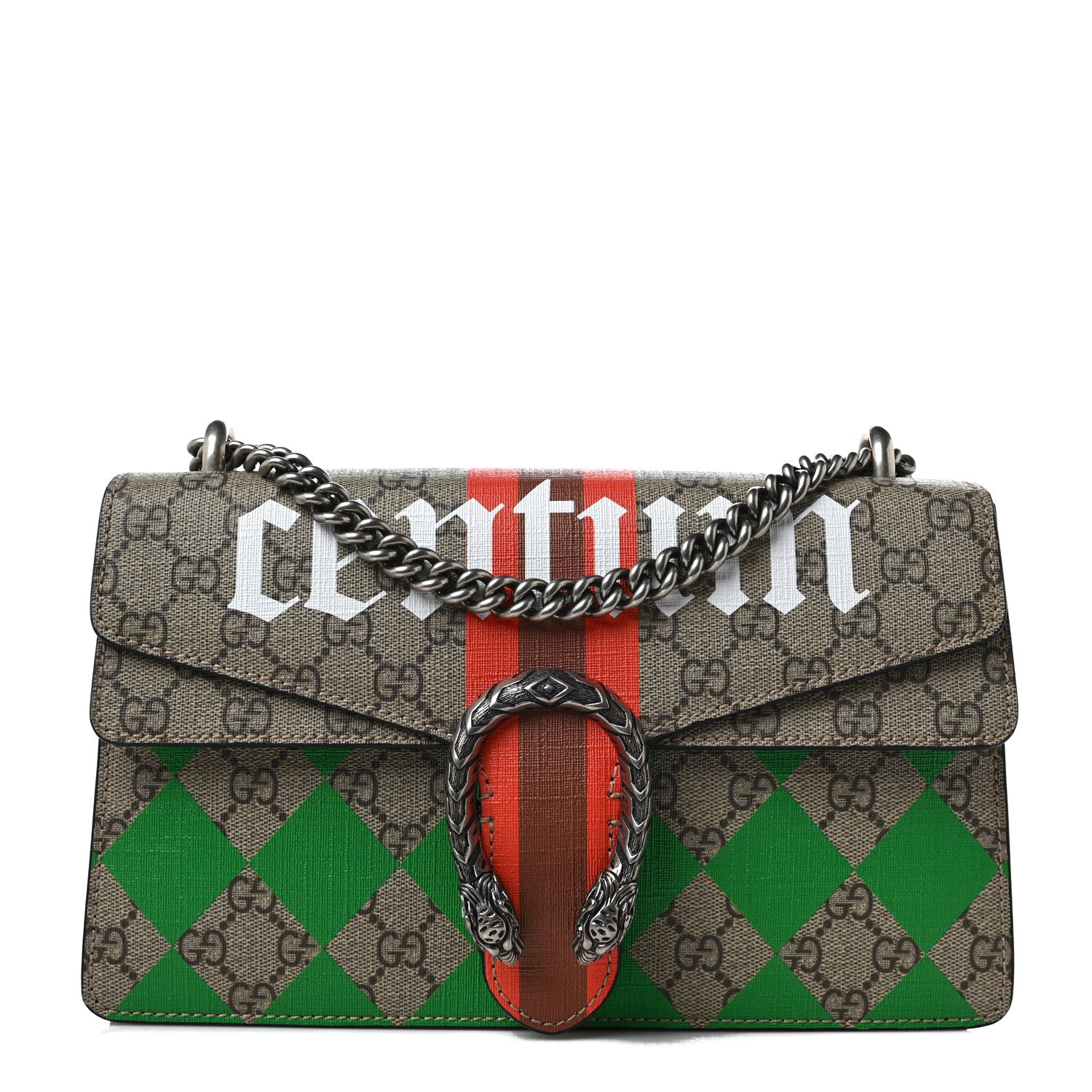 Gucci GG Supreme Monogram Equestrian Small Dionysus Shoulder Bag Beige Ebony Multicolor Black 1 of 9