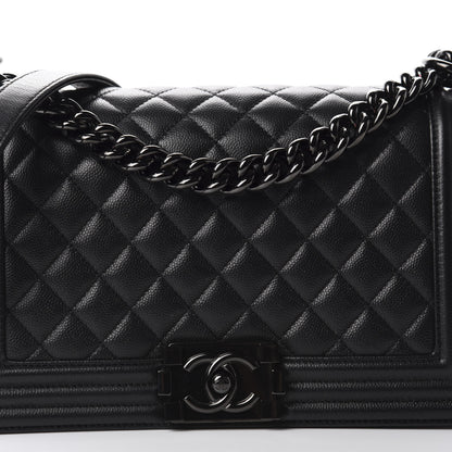 Chanel Caviar Quilted Medium Boy Flap So Black 10 of 11