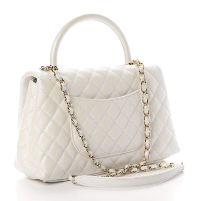 Chanel Iridescent Caviar Quilted Small Coco Handle Flap White 2 of 10