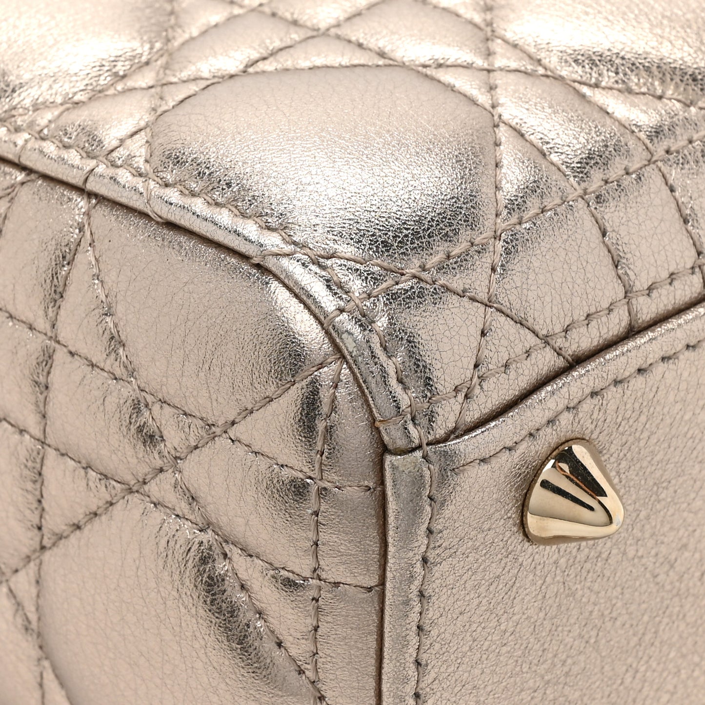 Metallic Lambskin Cannage Small My ABCDior Lady Dior Gold