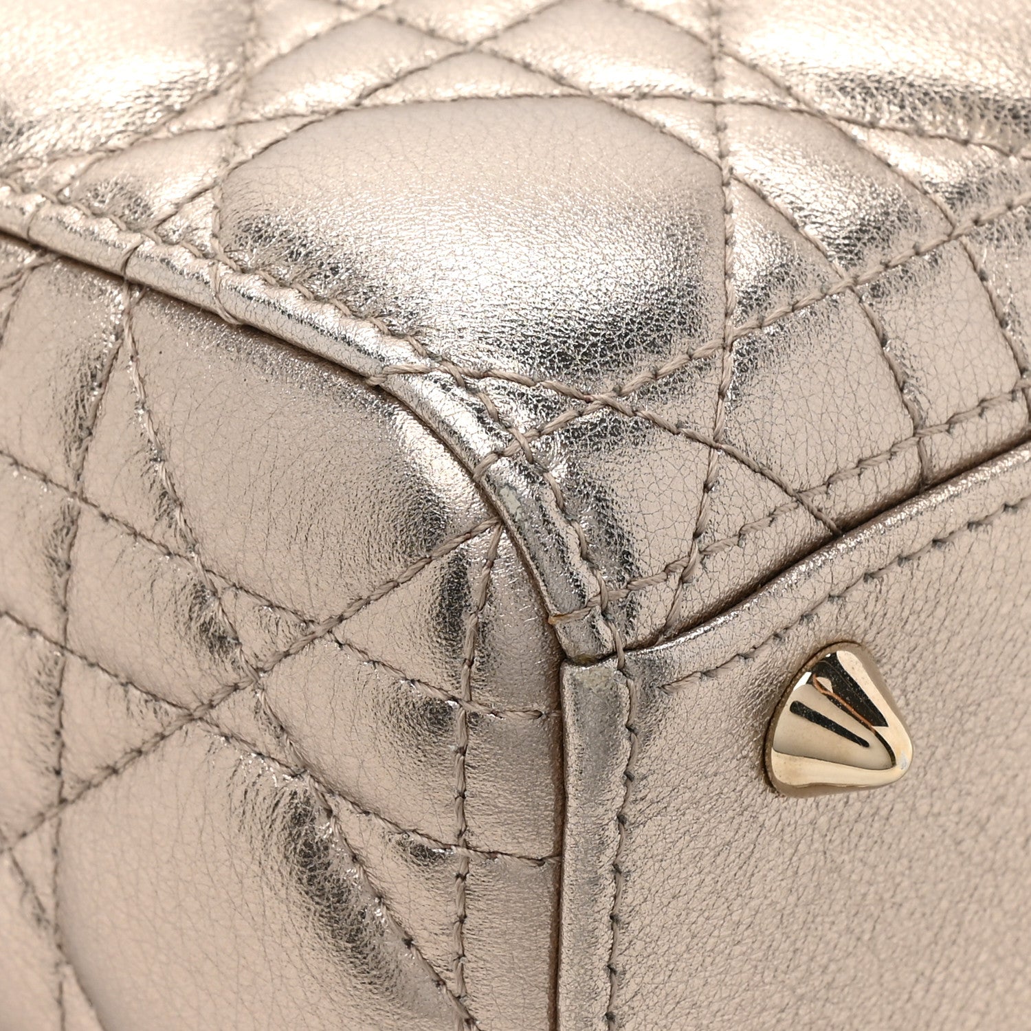 Christian Dior Metallic Lambskin Cannage Small My ABCDior Lady Dior Gold 10 of 10