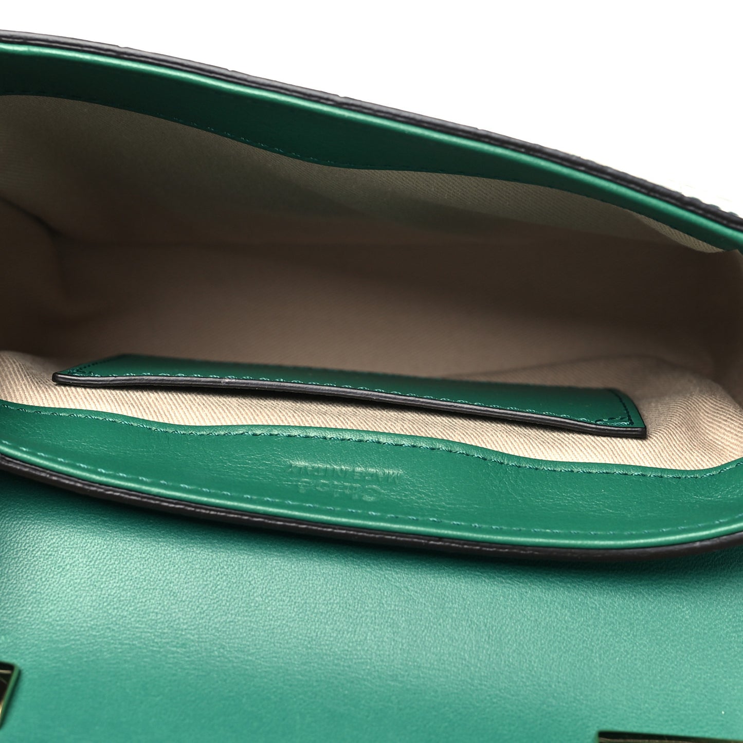 Calfskin Crocodile Embossed Mini C Double Carry Woodsy Green