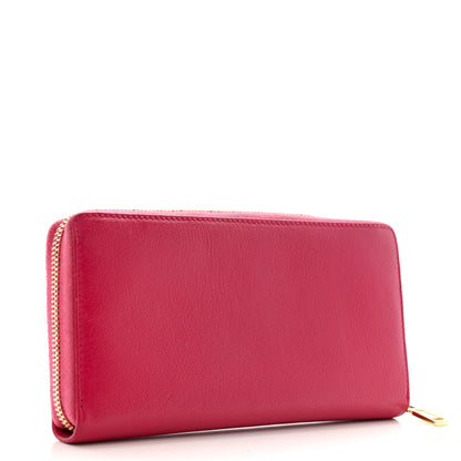 Saint Laurent Chevre Belle De Jour Zip Around Wallet Fuchsia 3 of 14