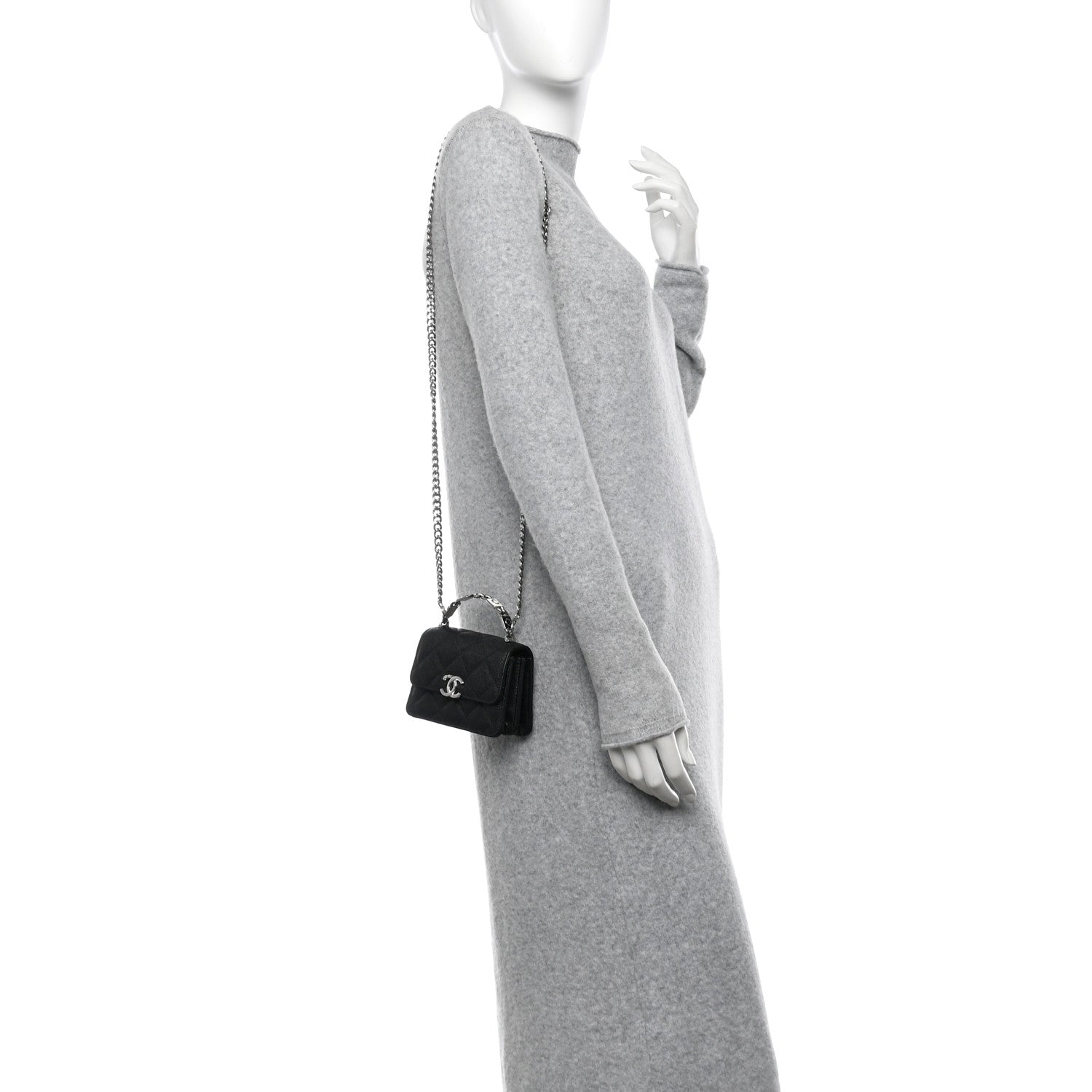 Chanel Caviar Quilted Pick Me Up Clutch With Chain Black 2 of 13