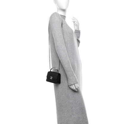 Chanel Caviar Quilted Pick Me Up Clutch With Chain Black 2 of 13
