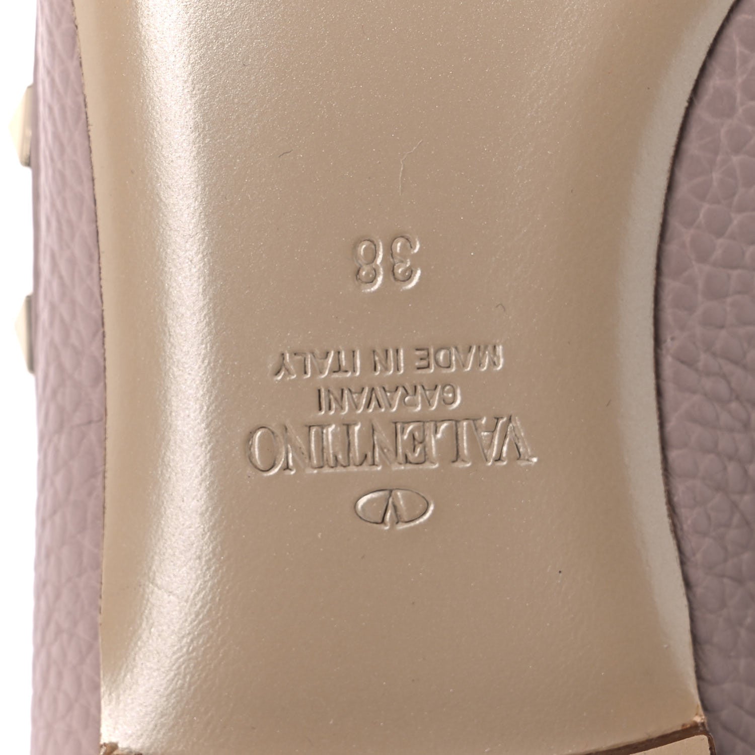 Valentino Garavani Pebbled Calfskin Rockstud Ballerina Flats 38 Poudre 7 of 12