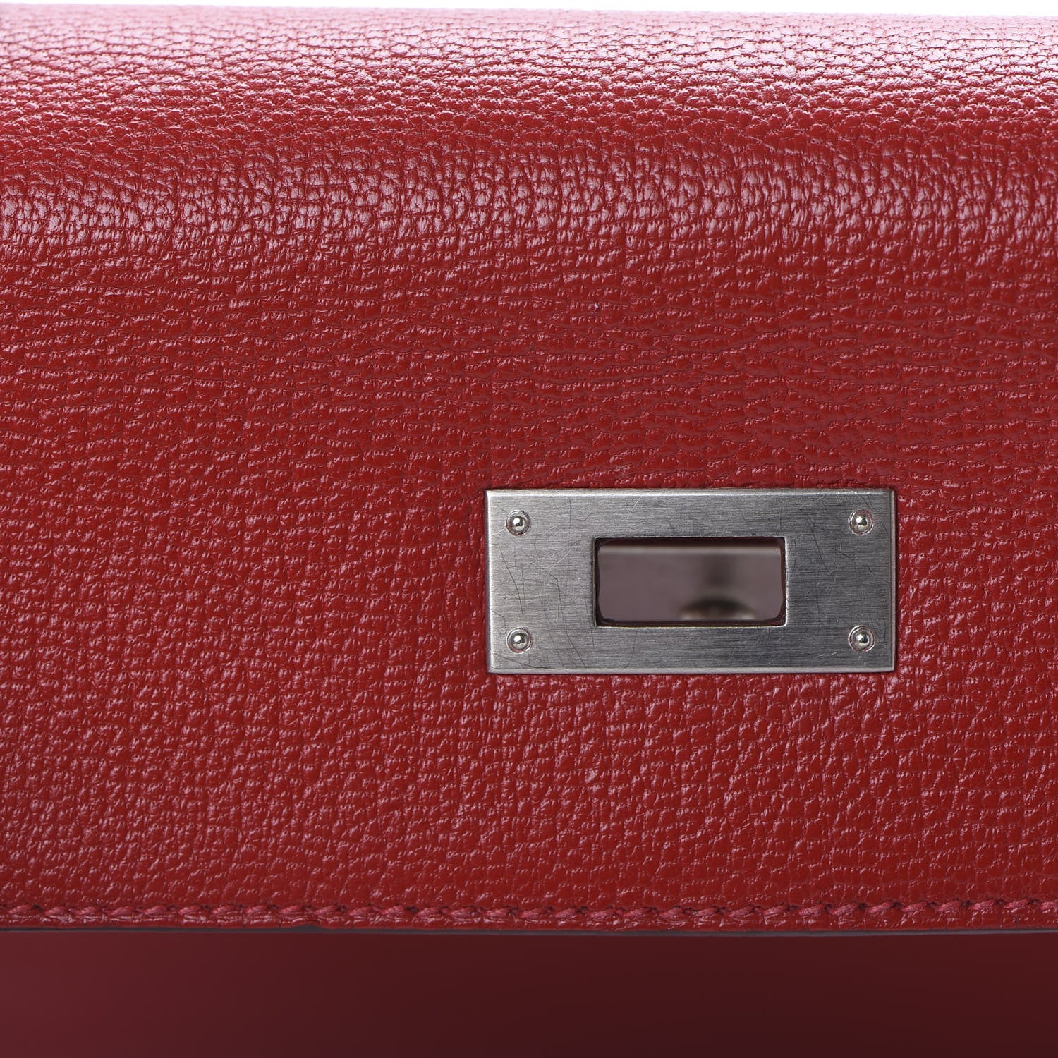 Hermes Chevre Mysore Horseshoe Kelly Retourne 28 Rouge Garance Bleu Obscur 23 of 38