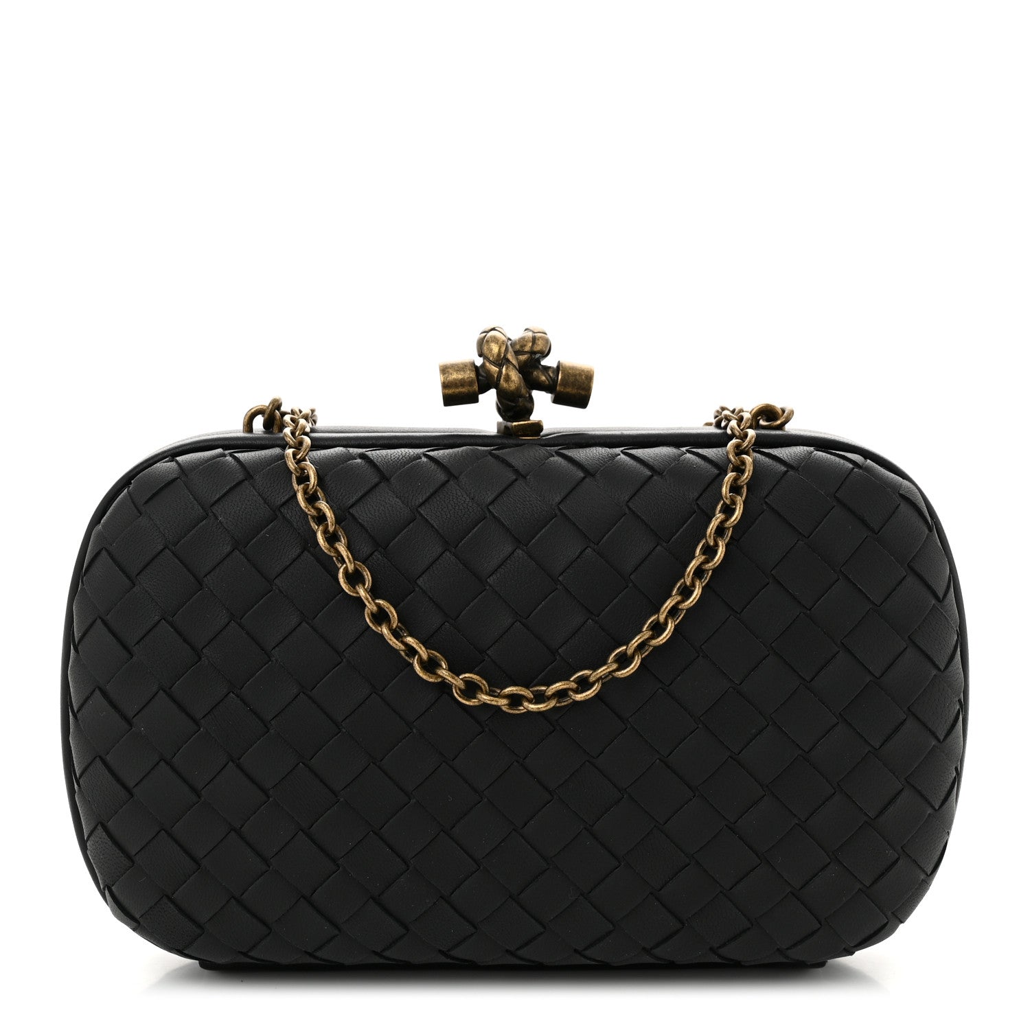 Bottega Veneta Nappa Intrecciato Chain Knot Clutch Black 1 of 9
