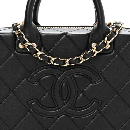 Chanel Calfskin Quilted Small Studded Square Vanity Case Black 8 of 10