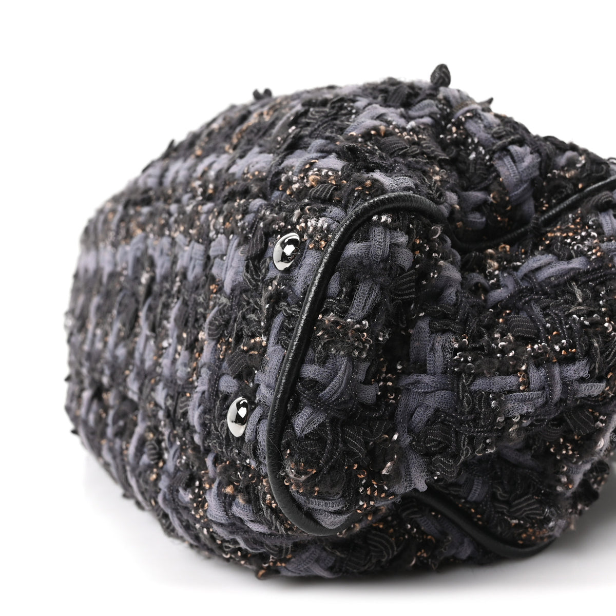 Chanel Tweed Paris NY Framed Pleated Pouch Grey 10 of 10